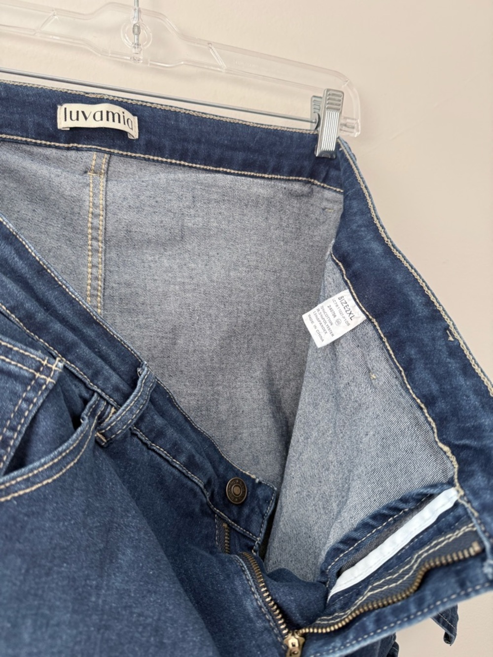 Classic Blue Denim Mini Skort Plus Size XXL Jean Skirt w Shorts & Slit - NWOT - Picture 7 of 16